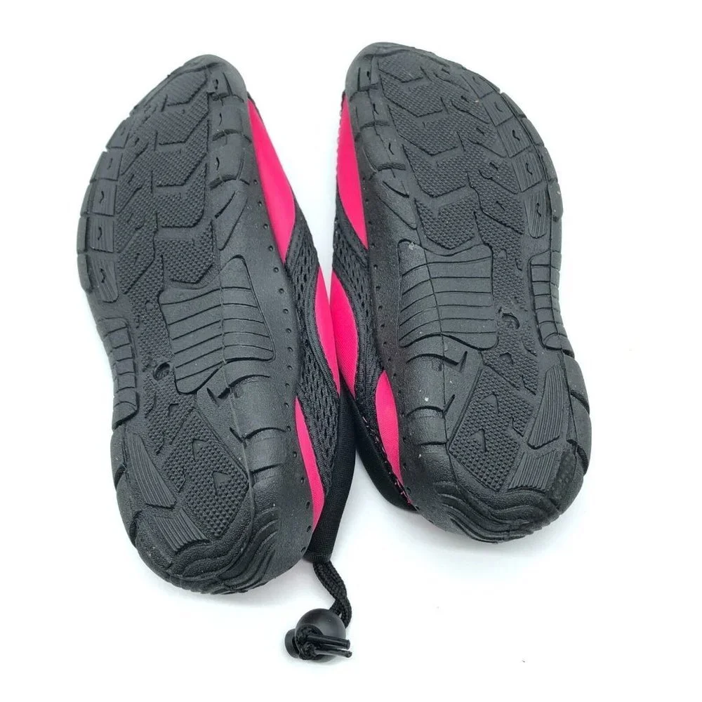 Sea Sox Girls Water Shoes Fabric Drawstring Slip On Mesh Black Pink Size 4